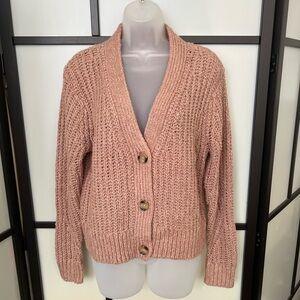 Elizabeth and James Blush Pink Neutral Cardigan Small Chunky